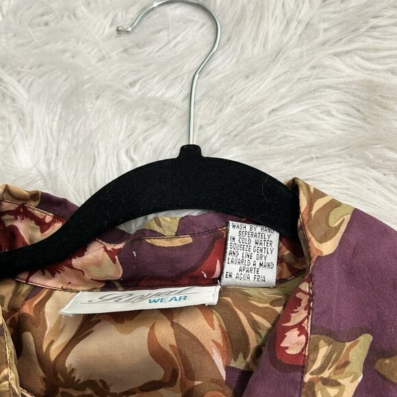 VTG 90s Royal Wear Purple Multicolored Floral 100% Blouse Shirt Size M Button Up - Picture 8 of 9